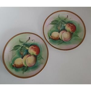 Vintage Norleans Fruit Plates Peaches Hand Painted Southern Charm